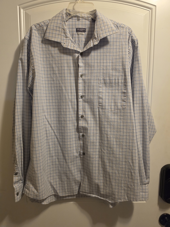 Van Heusen Other - Van Heusen White and Light Blue Windowpane Dress Shirt